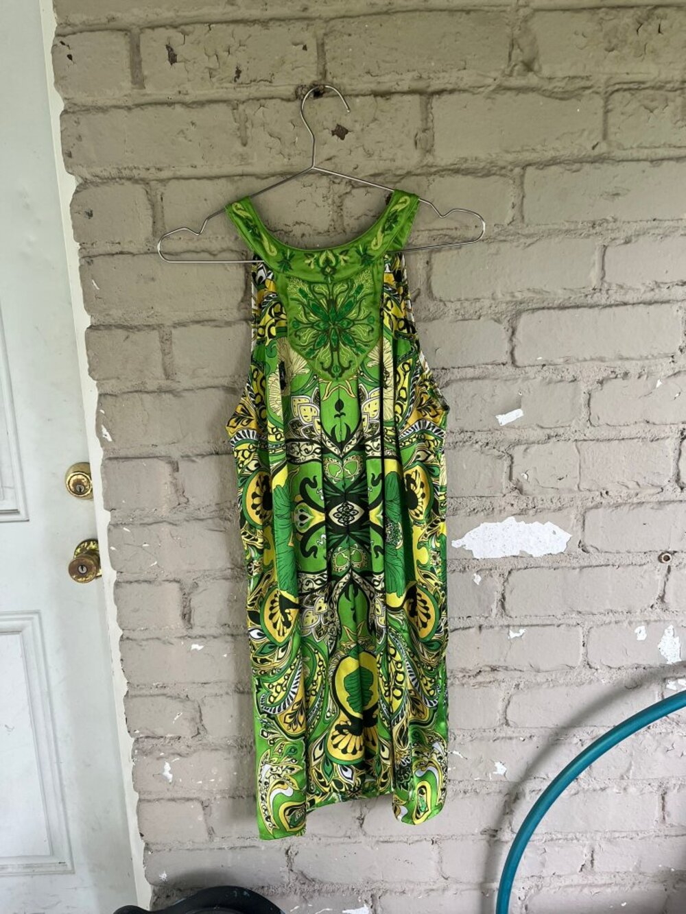 70's Print Scarf Halter Mini Dress